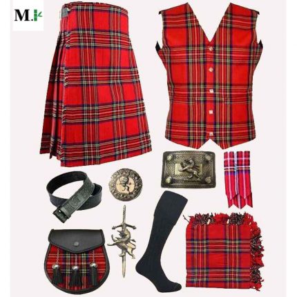 ROYALS STEWART TARTAN KILT SET 10 PCS