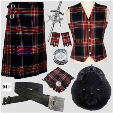 BLACK STEWART TARTAN KILT PACKAGE DEAL BY -MASTER KILT.COM