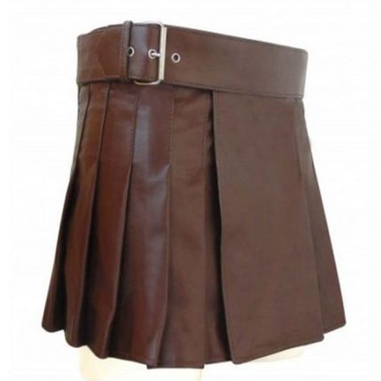 Brown Women Leather Kilt