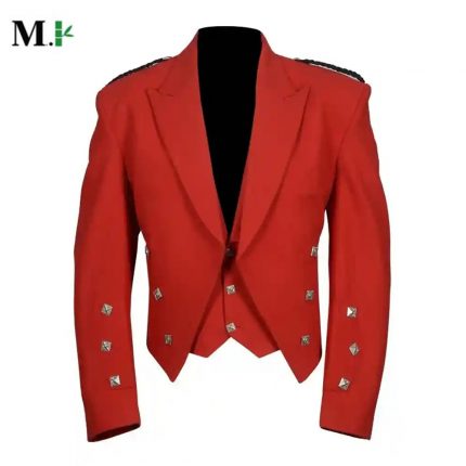 Prince Charlie Jacket With Waistcoat in Red Color