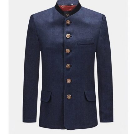 Blue Trachten Jacket | Men’s Serge Wool Jacket | Traditional Oktoberfest Custom