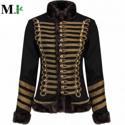 WOMEN'S MILITARY FAUX FUR PARADE JACKET