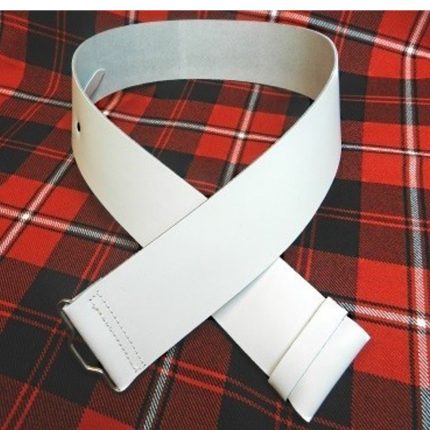 White Leather Kilt Belt