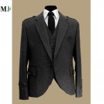 100% WOOL Argyll Jacket with Waistcoat in Black Color