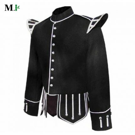 Military Piper Drummer Doublet Highland Jacket Black