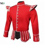 Drummer Piper Military Doublet Tunic Jacket Red 100% Wool