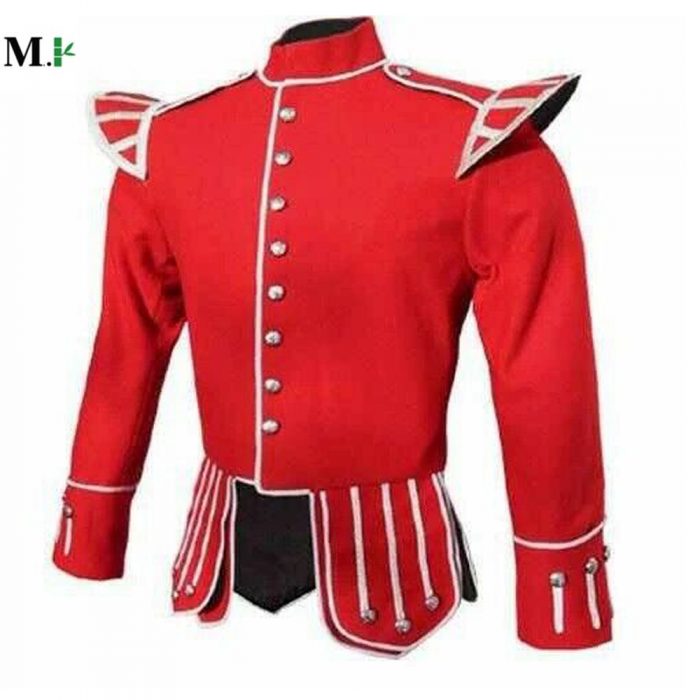 Drummer Piper Military Doublet Tunic Jacket Red 100% Wool