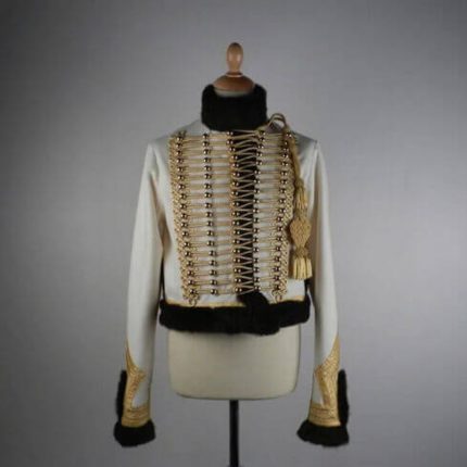 White 5th Hussar Pelisse Men’s Fashion Military Braiding Jacket