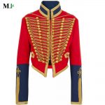 Military Officer Jacket Women’s Red Embellished Wool felt