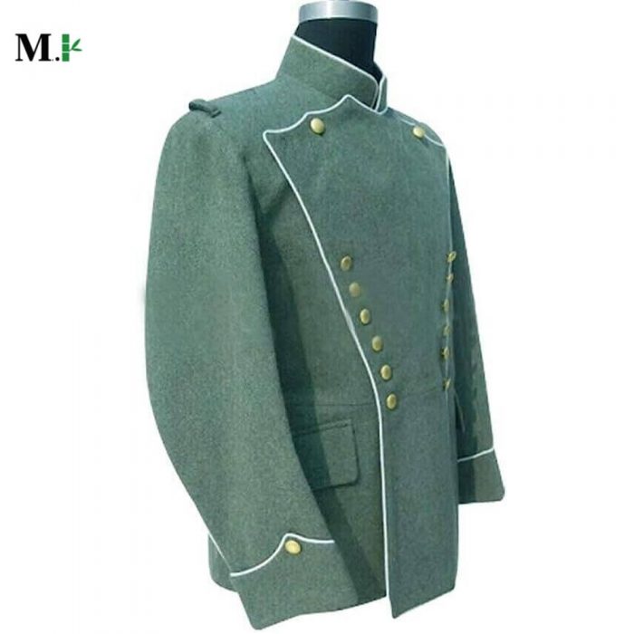 WWI Officer Flied Green Tunic Jacket, White-pipped German Empire 