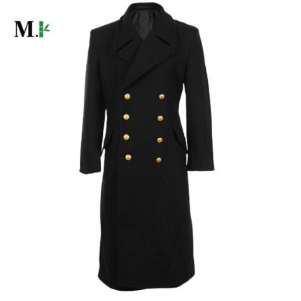 Winter Trench Naval Military Great Coat Black Navy Wool