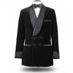 Black Velvet Smoking Jacket  Black Silk