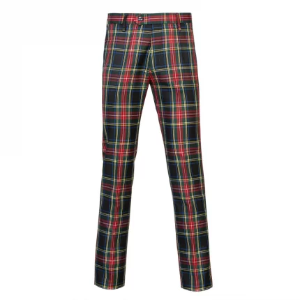 POLYVISCOSE TARTAN TROUSERS - BLACK STEWART