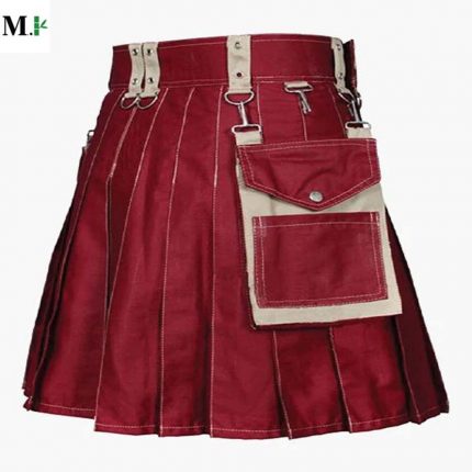 MAROON AND KHAKI UTILITY KILT FOR MEN,S vhnu